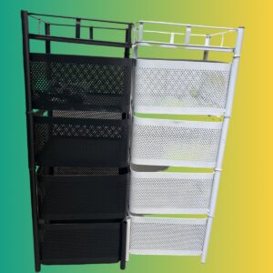 OFERTA Organizador giratorio Metálico con rodos. 4 niveles Color blanco y negro disponible. Cuadrado